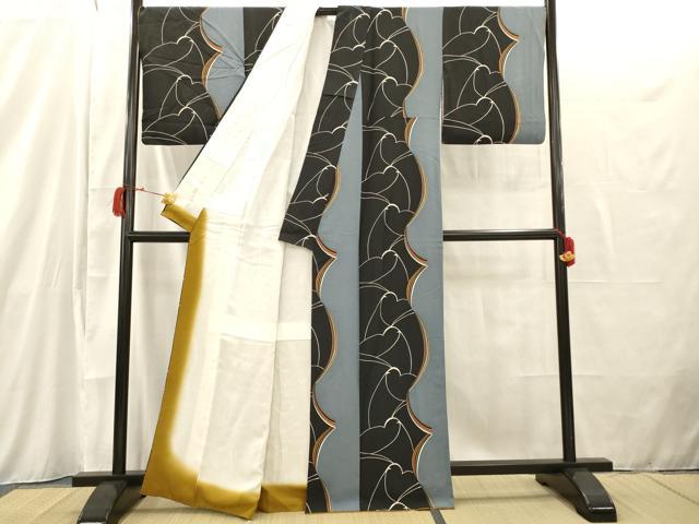 平和屋着物■上質な小紋　幾何学間道　正絹　逸品　AAAR6012fy