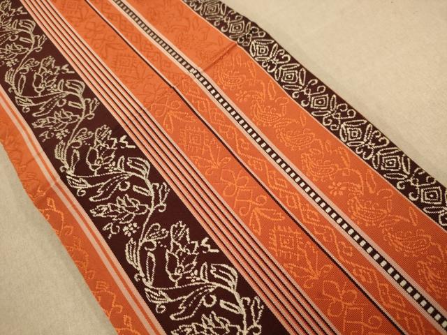 平和屋着物◎本場筑前博多織　半幅帯　花間道　正絹　逸品　AAAZ5772dt