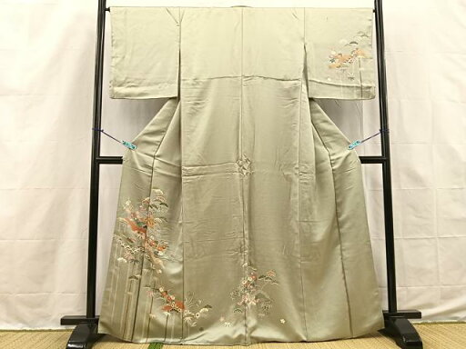 平和屋着物■訪問着 駒刺繍 地紙松竹梅花文 金彩 正絹 逸品 BAAQ7051if 平和屋着物■訪問着 駒刺繍 地紙松竹梅花文 金彩 正絹 逸品 BAAQ7051if