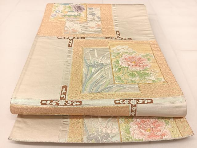 平和屋着物◎六通柄袋帯 唐織 書院之華 金銀糸 正絹 逸品 BAAT8292yc