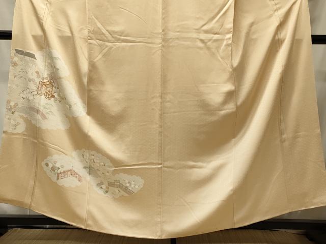 平和屋の平和屋着物■訪問着 駒刺繍 御所車風景草花文 正絹 逸品 CABI1742oy｜アングル2