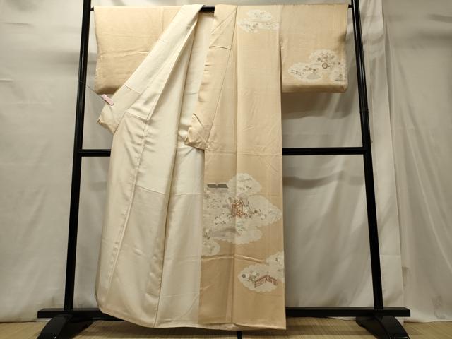 平和屋の平和屋着物■訪問着 駒刺繍 御所車風景草花文 正絹 逸品 CABI1742oy｜アングル3