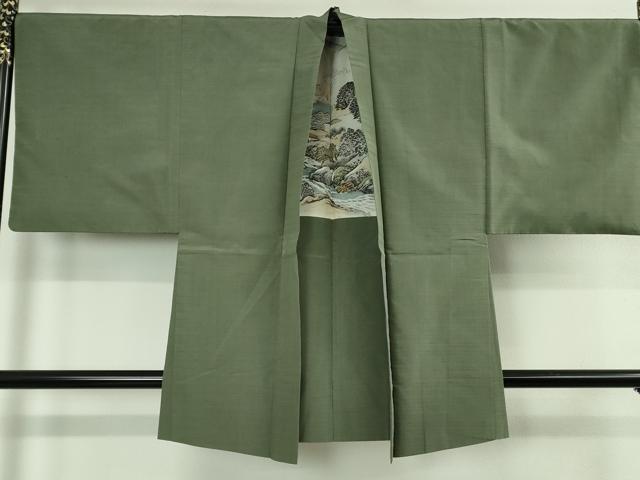 乐天商城 - 平和屋着物∞極上　男性　長羽織　紬地　深川鼠色地　逸品　DZAB4883kh6
