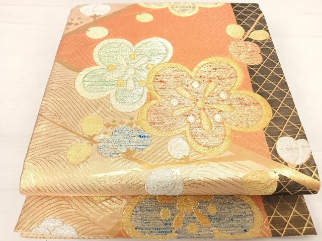平和屋着物◎佐賀錦　両面六通柄袋帯　舞花文　金銀糸　正絹　逸品　AABD5786yx