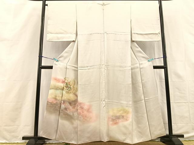 平和屋着物■訪問着 駒刺繍 花蝶文 暈し染め 金彩 正絹 逸品 BAAQ7052if