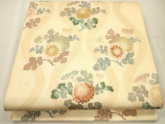 平和屋着物＊夏物　六通柄袋帯　刺繍　立涌草花文　金彩　正絹　逸品　CAAU4286eg