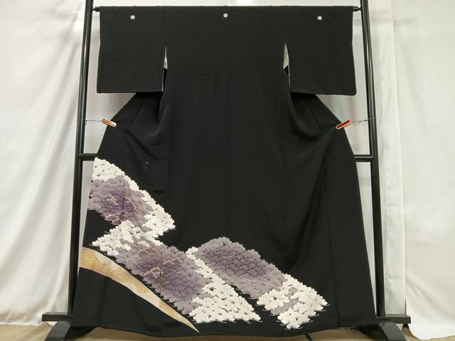 平和屋着物■豪華黒留袖 駒刺繍 松尽くし 金彩 正絹 逸品 CAAX7638ua