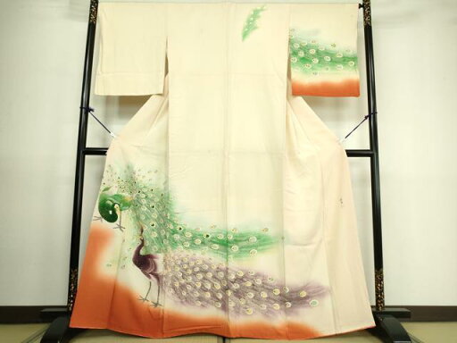 平和屋着物■訪問着 作家物 孔雀 暈し染め 金彩 正絹 逸品 DAAK6273cf 平和屋着物■訪問着 作家物 孔雀 暈し染め 金彩 正絹 逸品 DAAK6273cf