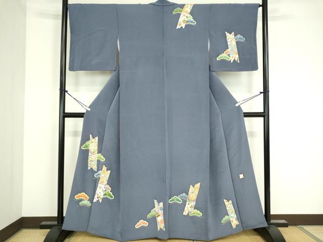 平和屋着物■訪問着 吉祥老松鳳凰文 鬼しぼ縮緬 金銀彩 正絹 逸品 DAAL0057we