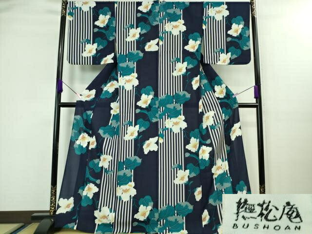 平和屋着物■極上 夏物 撫松庵 小紋・浴衣兼用 セオアルファ 蔦の葉華文 洗える着物 逸品 DZAA8063kh5