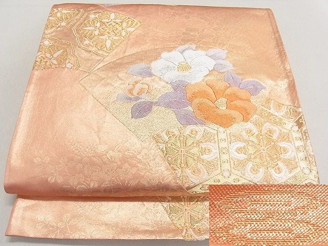 平和屋着物◎西陣河村織物謹製・手織り 六通柄袋帯 嵯峨の秋 金糸 逸品 DAAG0523cm