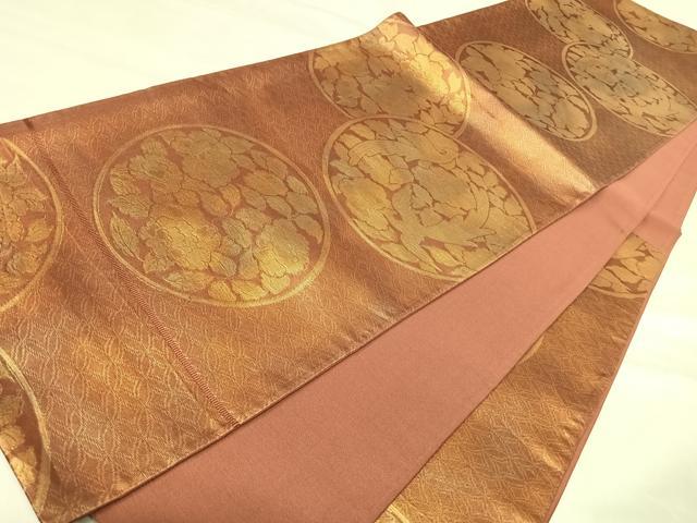 平和屋の平和屋着物◎六通柄袋帯 花鳥丸文 金糸 正絹 逸品 AABJ0332yx｜アングル3
