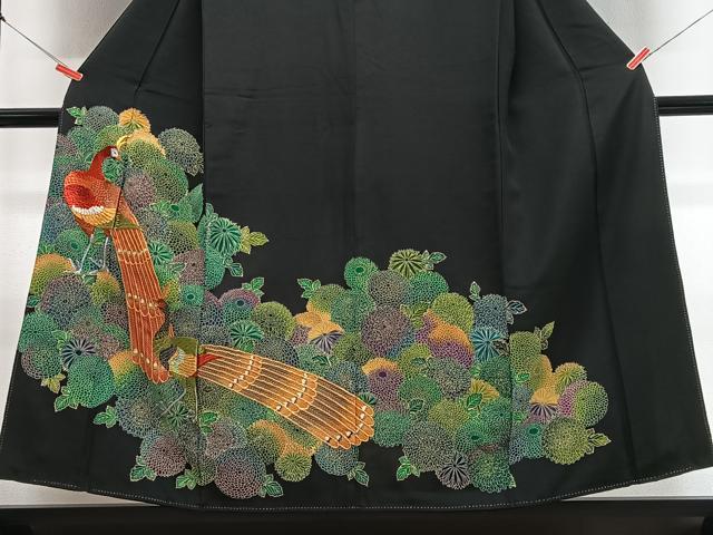 平和屋の平和屋着物■豪華黒留袖 駒刺繍 孔雀文 紫陽花 金彩 正絹 逸品 CABH4342xe｜アングル3
