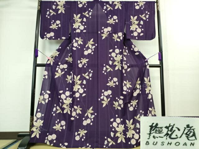 平和屋着物■極上　夏物　撫松庵　小紋・浴衣兼用　セオアルファ　紅梅織　草花文　洗える着物　逸品　DZAA8143kh5