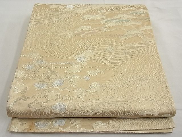 平和屋着物■六通柄京袋帯　浜松に竜田川　枝梅文様　金銀糸　逸品　n-ar3715
