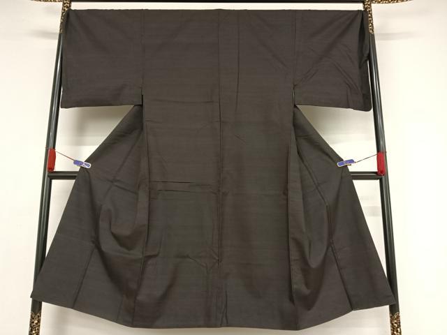 平和屋着物●男性　紬　色無地　羊羹色　正絹　逸品　AAAZ3314np