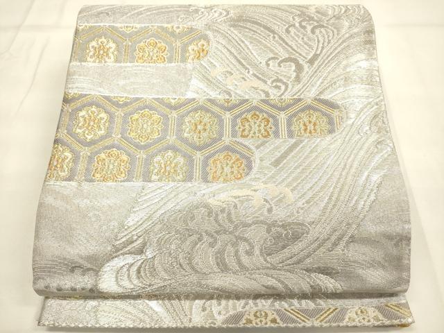 平和屋着物■六通柄袋帯　吉祥エ霞流水文　金銀糸　正絹　逸品　DAAL0217we