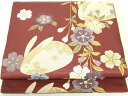 平和屋着物●六通柄袋帯 唐織 花兎 金糸 正絹 逸品 DAAU6670ob