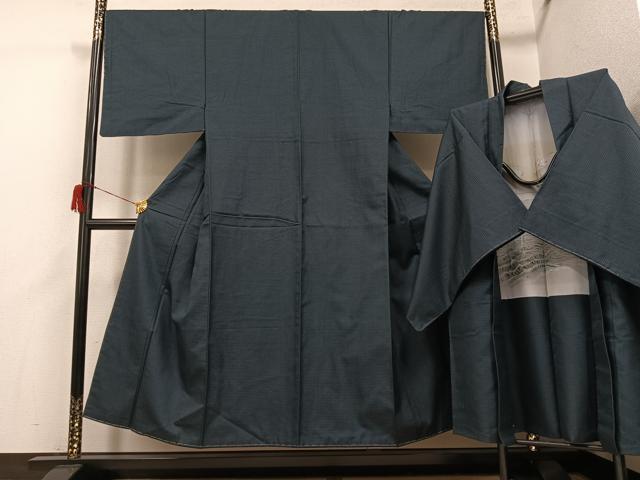 平和屋着物●男性　紬　アンサンブル　亀甲柄　正絹　逸品　未使用　AABH6882ph