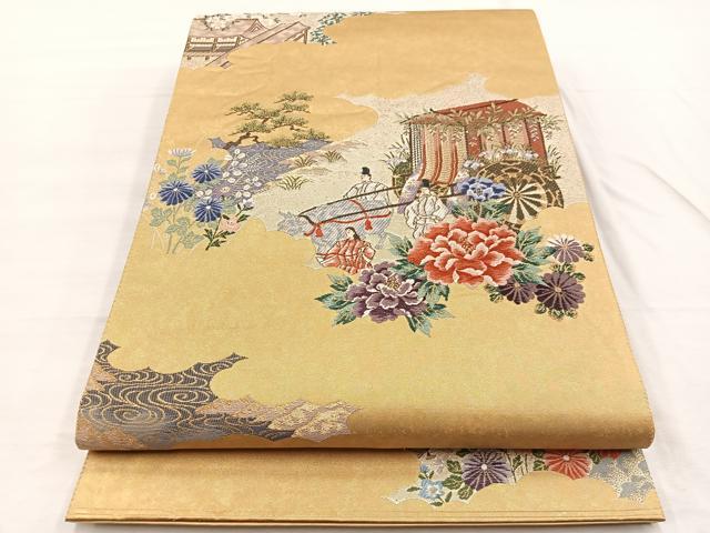 平和屋着物◎六通柄袋帯 唐織 葵祭絵巻紋 金糸 正絹 逸品 BAAX0878hv