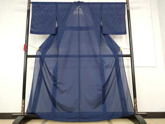 Rakuten - 平和屋着物＊夏物　色無地　絽　留紺色　洗える着物　AABB0588st