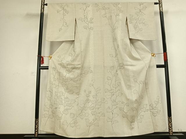 乐天商城 - 平和屋着物▽訪問着　単衣　お召地　蔦の葉文　正絹　逸品　AABB2397fy