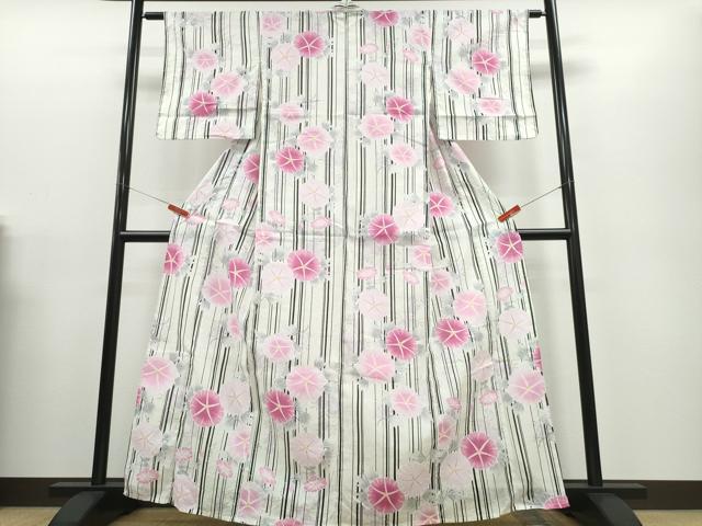 平和屋の平和屋着物∴夏物 浴衣 綿紅梅 朝顔 間道 綿 逸品 CABE9086ng｜アングル2