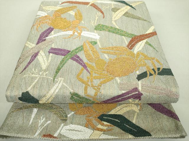 平和屋着物●六通柄袋帯 網目蟹芦文 金銀糸 正絹 逸品 DAAU5689ps