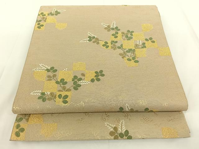 平和屋着物◎六通柄袋帯 草花文 金糸 正絹 逸品 AAAN6573jh