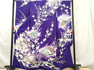 平和屋着物■豪華振袖 扇面花鳥文 暈し染め 西武百貨店扱い 正絹 逸品 AAAX5805cs