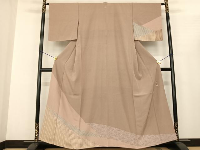 平和屋着物●江戸小紋　訪問着　作家物　切嵌花文　正絹　逸品　AABF0584fy