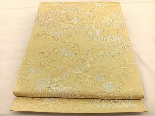 平和屋着物◎六通柄　本袋帯　流水亀甲花文　金銀糸　正絹　逸品　BAAU5644hv