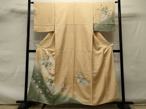 平和屋着物■訪問着 螺鈿 花蝶文 暈し染め 銀彩 正絹 逸品 CAAO9985oy 平和屋着物■訪問着 螺鈿 花蝶文 暈し染め 銀彩 正絹 逸品 CAAO9985oy