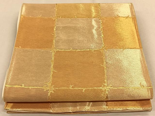 平和屋着物◎六通柄袋帯　石畳文　金糸　正絹　逸品　CAAW3302qv