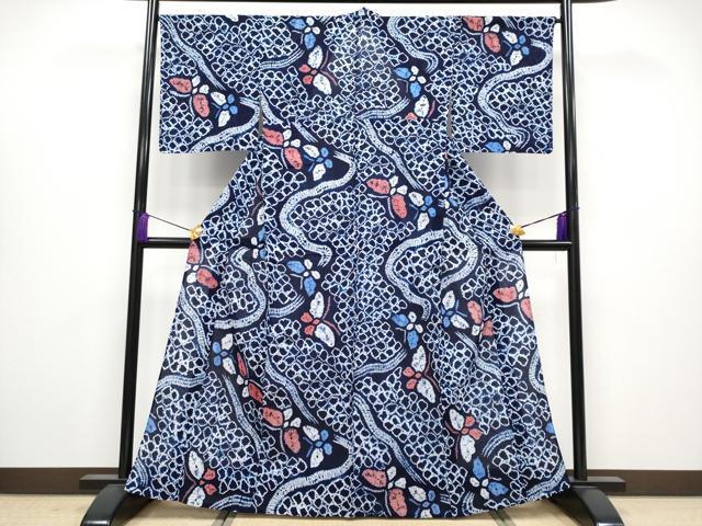 平和屋着物■極上　夏物　浴衣　有松鳴海絞り　舞蝶文　綿　逸品　未使用　CYAA3890s5