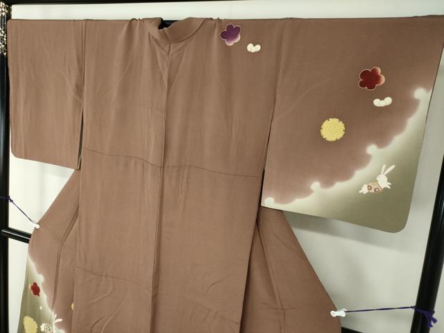 平和屋着物●訪問着　跳兎　雪輪花文　鬼しぼ縮緬　暈し染め　金彩　正絹　逸品　DAAY1072ps