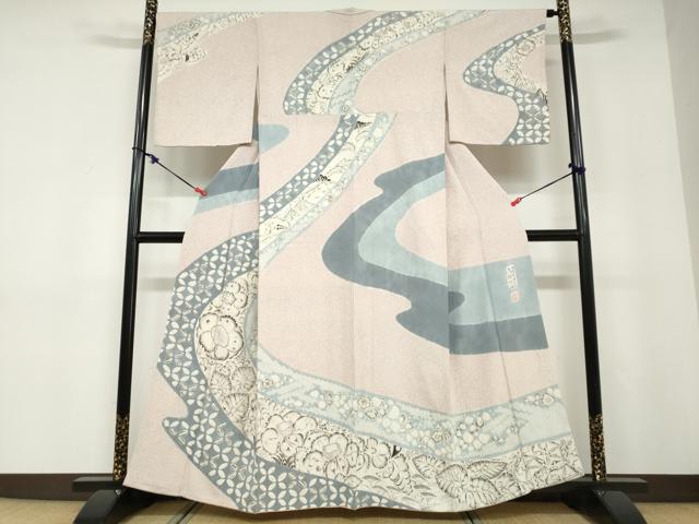平和屋着物●西洞院辻が花　大脇一心　訪問着　絞り　辻が花　正絹　逸品　DABD9218ud