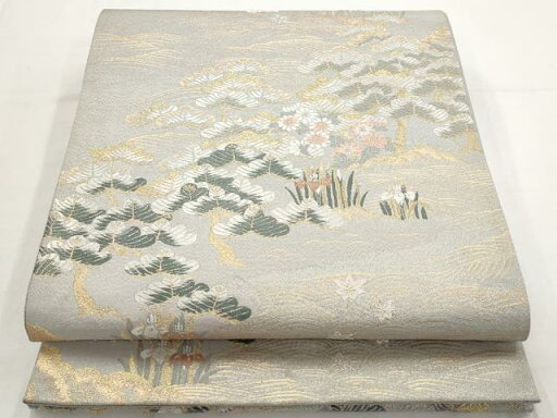 平和屋着物◎六通柄袋帯 唐織 立波風景花文 金糸 正絹 逸品 AAAN6813st 平和屋着物◎六通柄袋帯 唐織 立波風景花文 金糸 正絹 逸品 AAAN6813st
