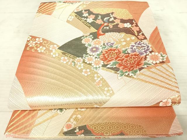 Rakuten - 平和屋着物◎六通柄袋帯　唐織　孔雀花文　金糸　正絹　逸品　AAAX3174yx