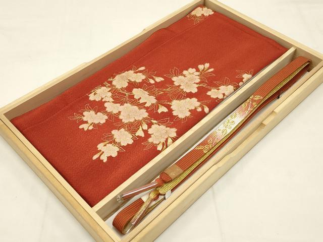 平和屋本店●和装小物　帯締め・帯揚げセット　高麗組 綾出し　枝花文　金糸　金彩　逸品　未使用品あり　AABC4255ay(4)