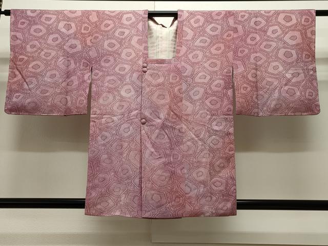 平和屋着物＃道中着　ロング丈　ふくれ織　舞蝶文　暈し染め　正絹　逸品　BAAT8968gt 平和屋着物＃道中着 ロング丈 ふくれ織 舞蝶文 暈し染め 正絹