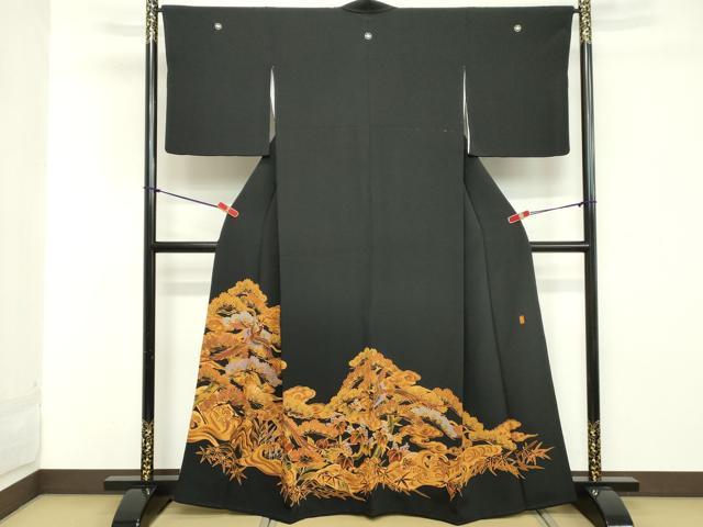 平和屋着物■豪華黒留袖　作家物　刺繍　花鳥文　暈し染め　正絹　逸品　DAAY8788cd