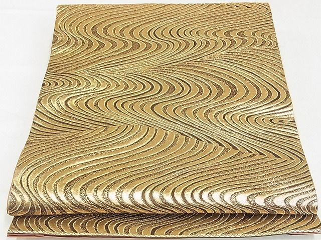 平和屋着物■全通柄袋帯　万津屋錦　流水文　金糸　正絹　逸品　AAAC2822Ahg