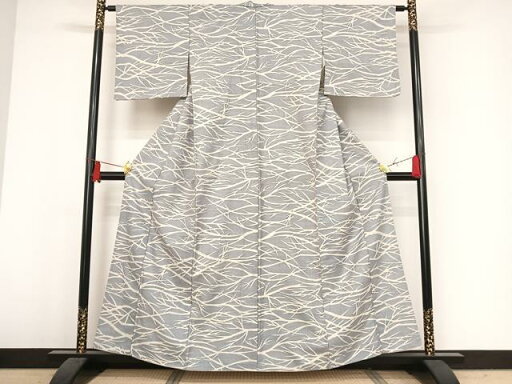 平和屋着物■上質な小紋 紬地 ろうけつ染め 枝文 正絹 逸品 AAAM9811np 平和屋着物■上質な小紋 紬地 ろうけつ染め 枝文 正絹 逸品 AAAM9811np