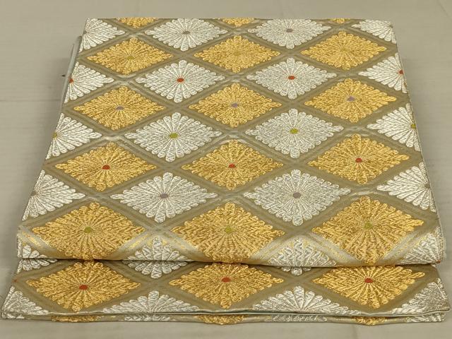 平和屋着物◎六通柄袋帯　花菱文　金銀糸　正絹　逸品　AAAX4208ou