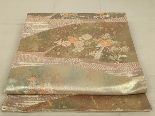 Rakuten - 平和屋着物◎六通柄袋帯　立波花文　金銀糸　引箔　正絹　逸品　AAAX4231ou