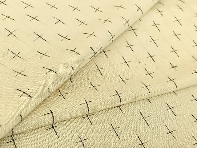 平和屋着物▽上質な紬　単衣　十字絣　正絹　逸品　AABF8314jh