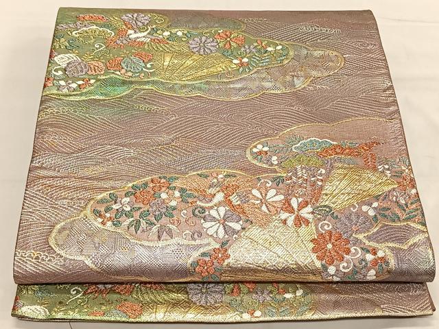 平和屋着物◎六通柄袋帯　花鳥文　金糸　正絹　逸品　CAAV1630qv