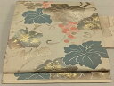 平和屋着物◎九寸名古屋帯 葡萄蔦の葉文 引箔 正絹 逸品 CAAV1652qv