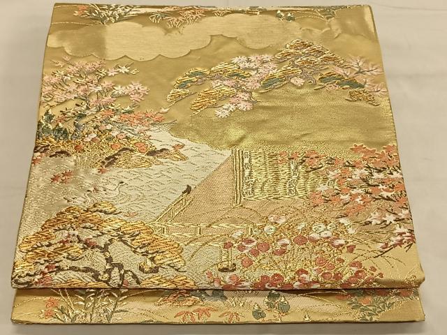 ■■■　サイズ　■■■ 長さ 442cm 幅 31cm程 ■■■　商品詳細　■■■ ※汚れ等に関しましては、着用時には見えない部分になるかと思いますのであまり気にならずお召になれるかと思います。し】 詳細に関しましては、画像をご確認ください。 大変上質な逸品になります。 お安く出品致しますので、是非この機会にいかがでしょうか？ ■■■　注意事項　■■■ ■モニター発色の具合により色合いが異なる場合がございます。 ■寸法は多少の誤差が生じる場合がございますのでご了承ください。 ■縫込みの長さが左右非対称の場合は短い部分を記載しております。 左右非対称であってもご返品・お値引き等の保証は出来かねますので、ご了承の上ご購入をお願い致します。 ■シミ等のチェックには注意を払っておりますが、見落としがある場合もございますし、個人の見解も様々ですので神経質な方のご購入はお控えください。 ■箪笥に入っておりました着物や帯なので畳みシワや匂いがあるものもございます。 ■お休みは基本的に土日祝となりますが、その他臨時でお休みする場合がございますのでご了承ください。 ■商品の発送は平日のみの発送となります。 ■夜間と土曜、日曜日はお問い合わせの回答が遅れる場合がございます。 ■当店では、お直し、紋入れ、お手入れ等は承っておりません。 ■生地の状態（ヤケ、経年劣化等）によってはサイズ直しが出来ない場合がございます。 その点もどうかご了承のうえ、ご購入をお願いいたします。 ■弊社で取り扱う商品は一点ものにつき、時期や在庫状況に応じて金額が変更となる場合がございます。 ■検針は行っておりません。予めご了承いただきますようお願いいたします。 ■【洗える着物】と記載のある商品におきましては、商品お届け後に洗濯を行ってしまってからのご返品にはご対応しかねます。 念の為、専門店でのお手入れをお願いいたします。 ■着物のサイズ目安は下記を参考ください↓ ＜女性着物＞　お端折り次第で＋5cm　−1cmが着用可能サイズ 　例）身丈170cmの場合、身長160cm〜175cm ＜男性着物＞　身丈＋約25cm〜27cm程が適応身長 　例）身丈155cmの場合、身長180〜182cm